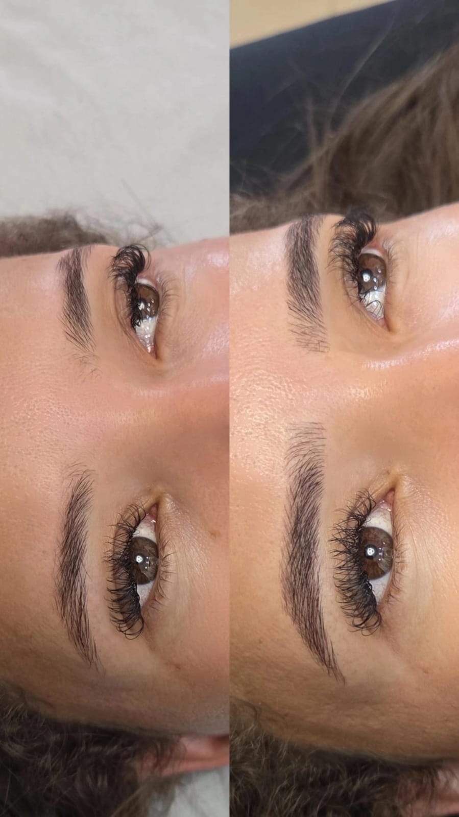 Antes e depois do design de sobrancelhas